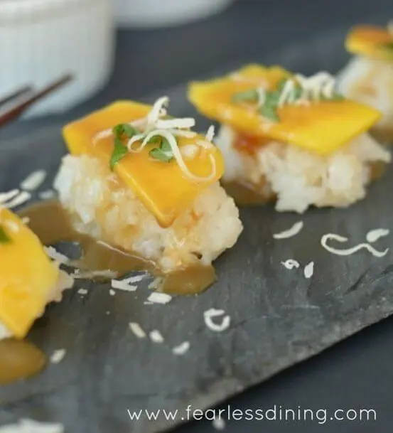 Mango sashimi sushi dessert