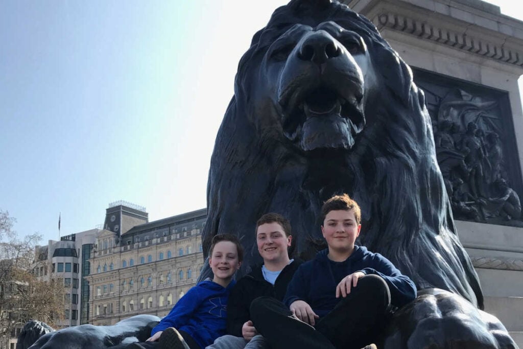 Trafalgar Square Statue London with Teens
