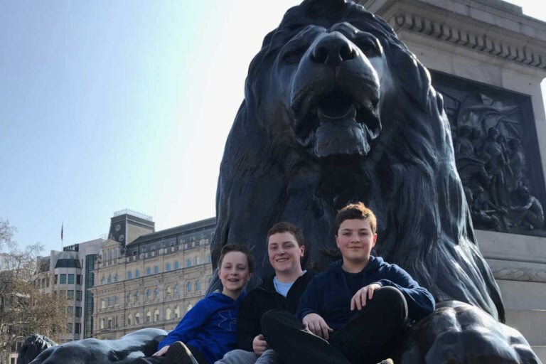 Trafalgar Square Statue London with Teens