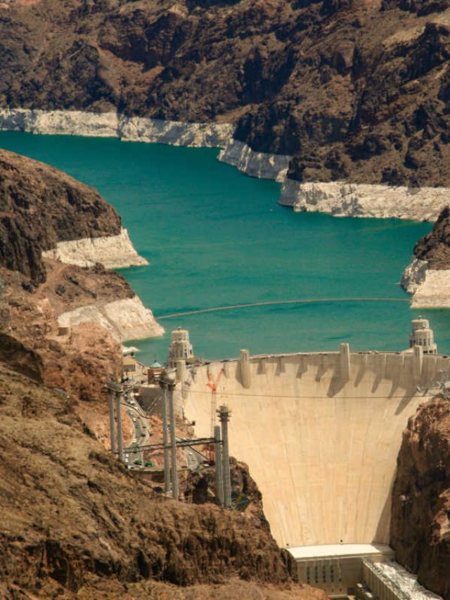 Aerial shot of Hoover Dam Arizona