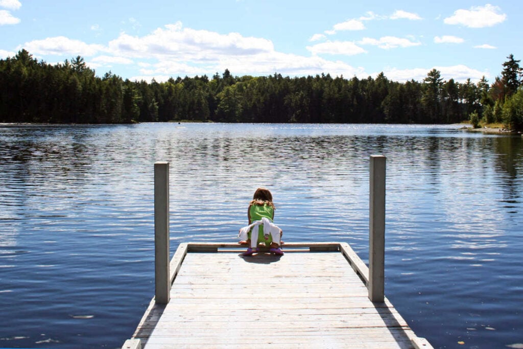 Moosehead Lake child on dock