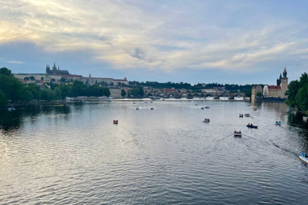 Vltava river Prague boats