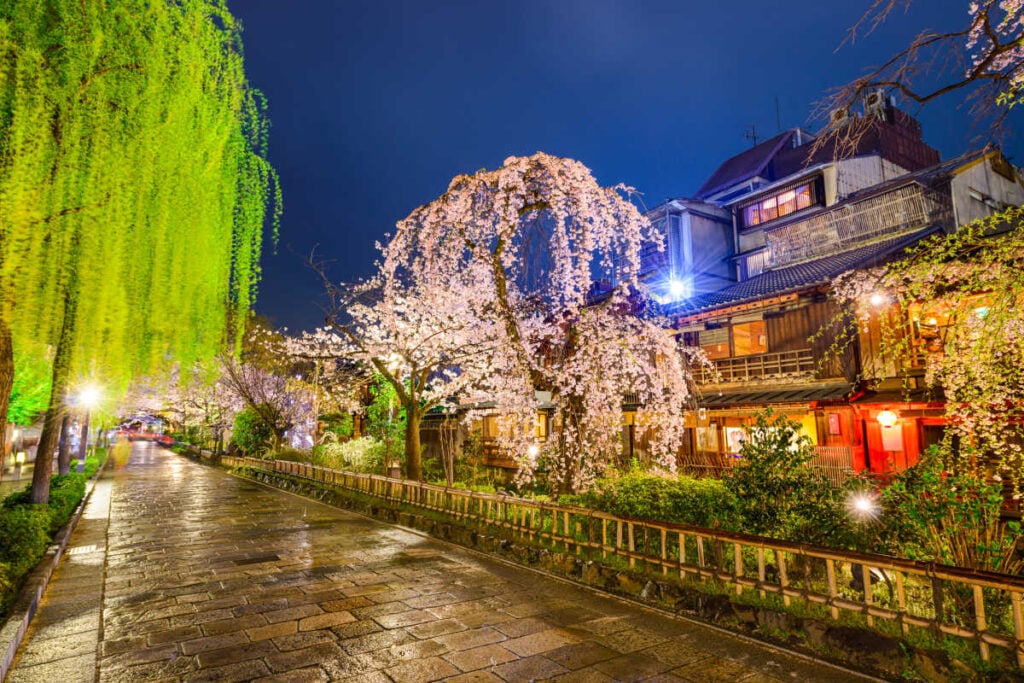 Kyoto Gion District at Night