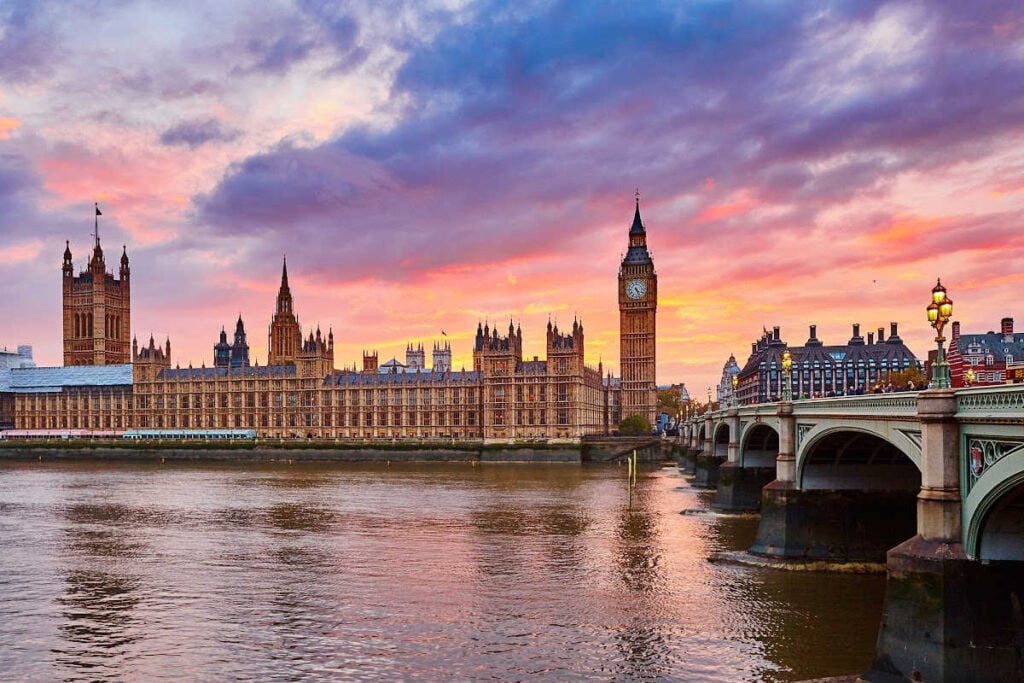 London fall sunset