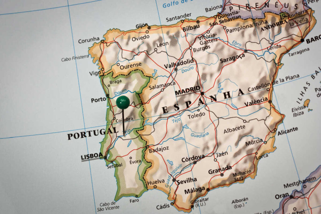 Map of Portugal Spain Iberian Peninsula