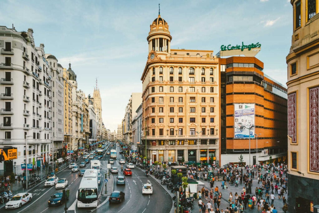 One Day in Madrid streets traffic