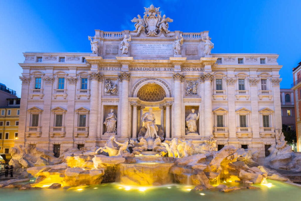 Trevi fountain at dusk