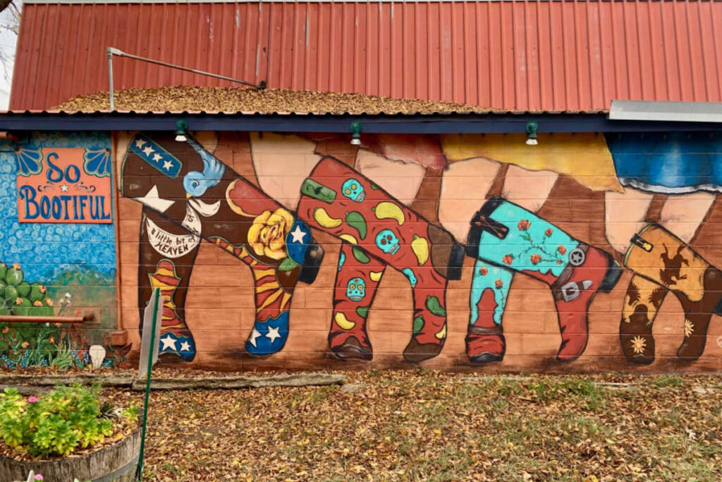 Wimberley Texas girls trip boot mural