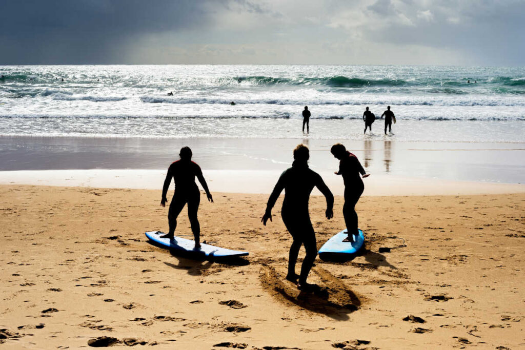 Surfing school learning how to surf Portugal